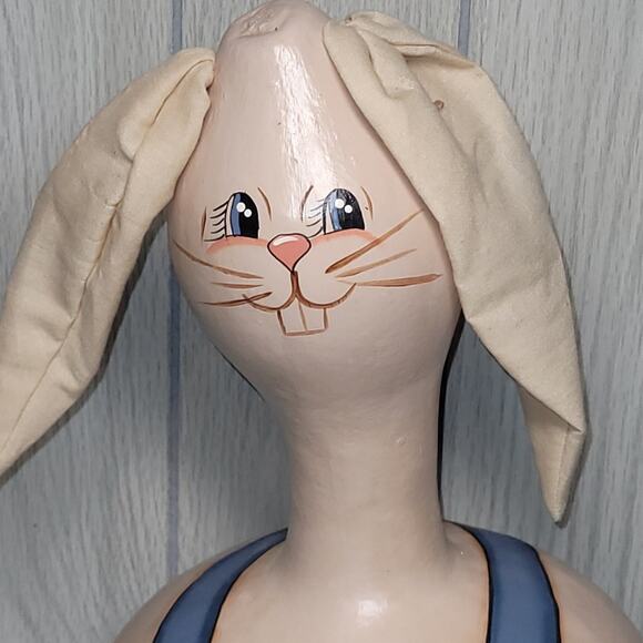 Vintage Gord Rabbit Easter Basket Handmade Handpaited Farmhouse - Picture 3 of 10